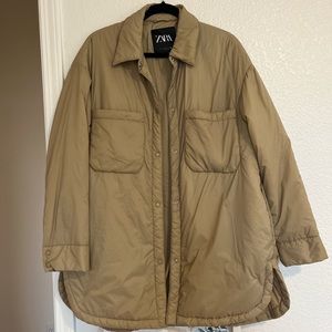 Zara beige puffer coat